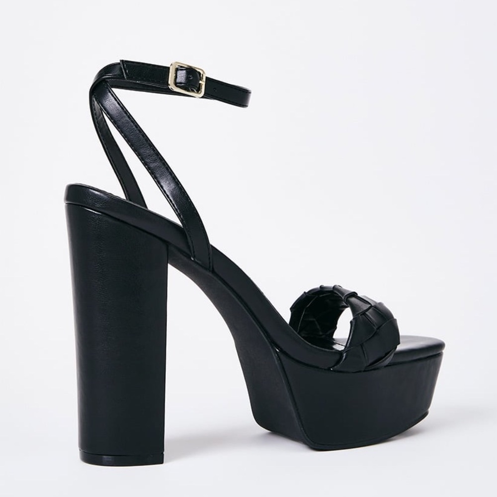 Shoe Dazzle Women’s Aviva Chunky Heeled Sandal Black Platform Shoes Size 5.5 New - Picture 3 of 11